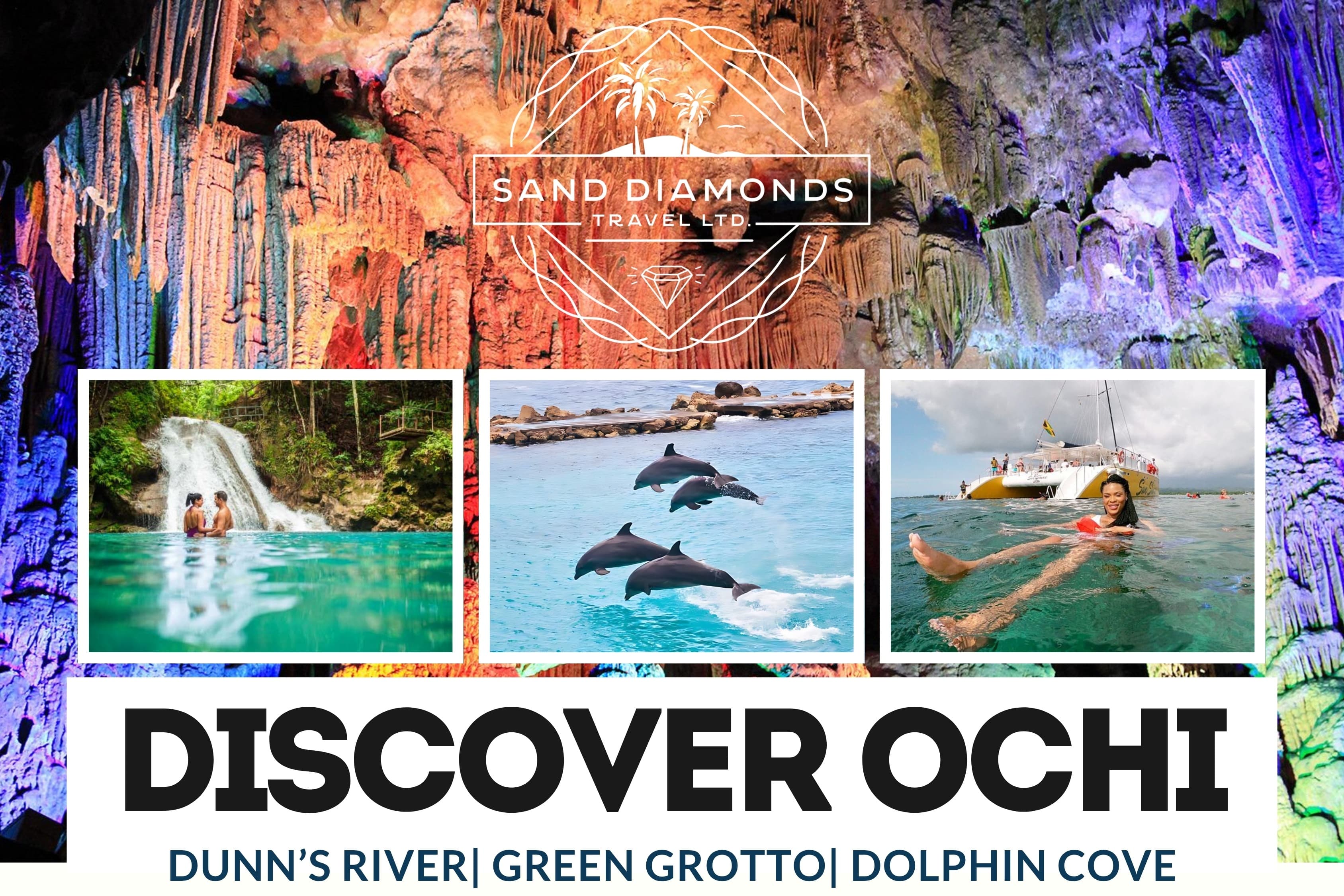 Discover Ochi card featuring Dunn’s River and Green Grotto